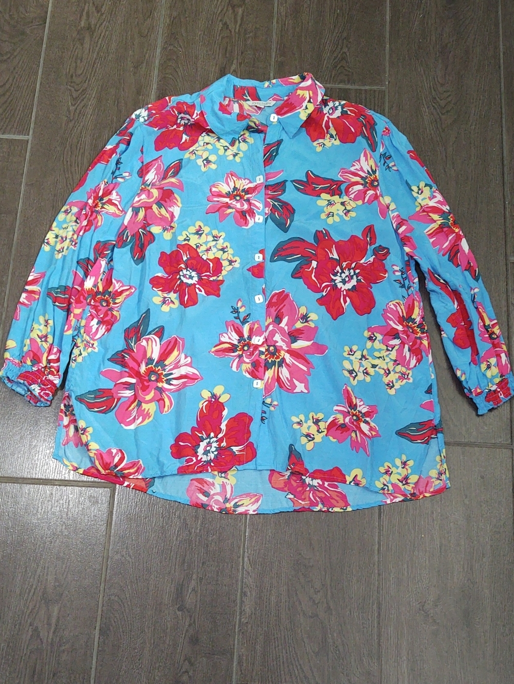 John Mark Women's Tropical Floral Button Down Shirt size XL